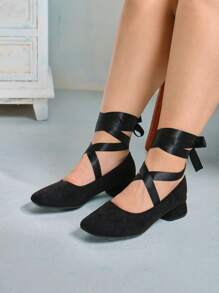 CUCCOO CURVES Wide Fit Women's Summer New Minimalist Style Plus Size Extra Wide Width Chunky Heel Square Toe Fashionable Multi-Wear Outdoor High Heels For Christmas And New Year Holiday Vibe Fall And Winter