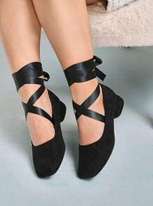 CUCCOO CURVES Wide Fit Women's Summer New Minimalist Style Plus Size Extra Wide Width Chunky Heel Square Toe Fashionable Multi-Wear Outdoor High Heels For Christmas And New Year Holiday Vibe Fall And Winter