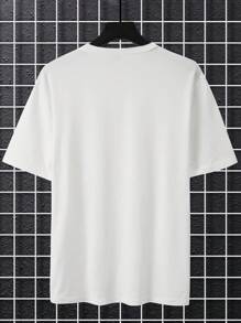 Manfinity Homme T-shirt à manches courtes col rond, décoration de poche, style décontracté pour homme, été - Blanc - Voir 2