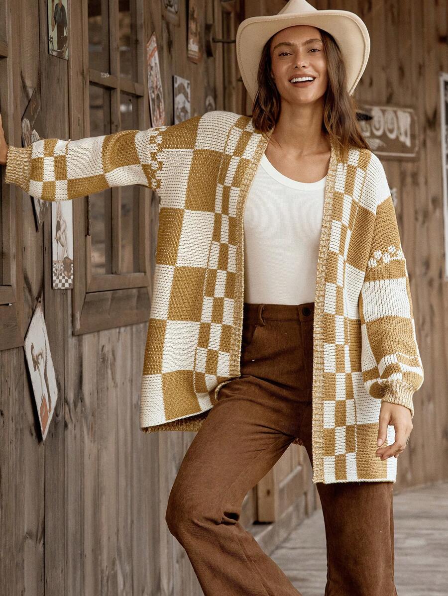 LanaWest لانا ويست كارديجان كنزة فضفاضة رقبة على شكل حرف V بطراز كوري، كنزة تريكو طويلة الأكمام، مناسبة للتجمعات الخارجية والمناسبات العادية، للخريف والشتاء