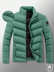 Manfinity Homme Men Loose Fit Winter Zip Up Stand Collar Padded Coat