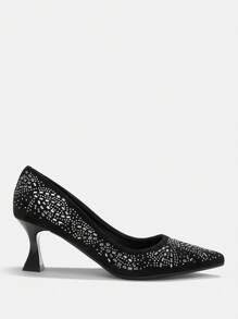 CUCCOO TILAWA Women's Casual Rhinestone Decorated Simple High Heel Pumps