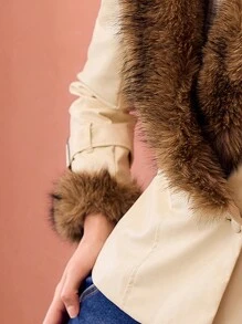 MOTF PREMIUM FLUFFY COLLAR BUCKLE DETAIL JACKET - Multicolor - View 10