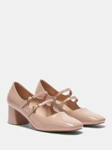 CUCCOO BIZCHIC Tacones altos elegantes y versátiles de unicolor clásico con hebilla, minimalistas, para mujer, nuevos para el Año Nuevo y el Día de San Valentín - Albaricoque - Ver 6