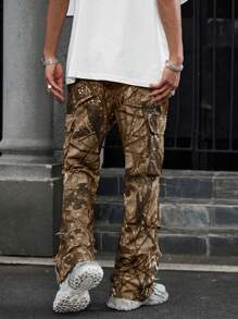 PAVTROS Manfinity Streetrush Vintage Loose Multi-Pocket Cargo Pants, Streetwear Style,Camo Pants