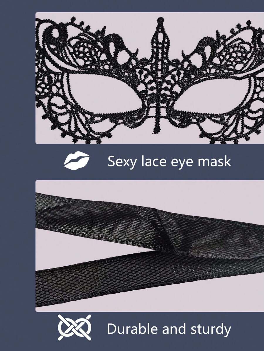 Spicy Aura 2pcs/Set Men's Sexy Bodystocking With Lace Mask, Includes Mesh Leotard And Lace Eye Mask, European-Style Lingerie Costume - Black - View 1