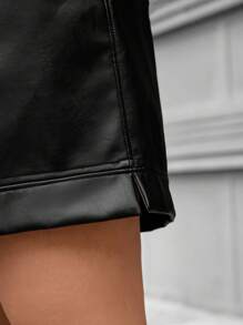 SHEIN LUNE Short negro de pierna ancha con cintura elástica para outfit de vacaciones en tallas grandes