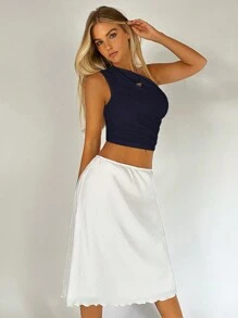 SHEIN EZwear Sommer lässiges einfarbiges One-Shoulder Crop Top