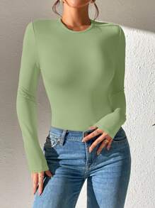 SHEIN PETITE Solidny, dopasowany, wiosenny damski kombinezon