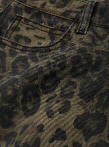 DAZY Jeans de pierna recta con estampado de leopardo para mujer