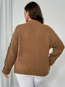 Celure Cárdigan informal de talla grande para mujer de color liso con bolsillos dobles, otoño/invierno