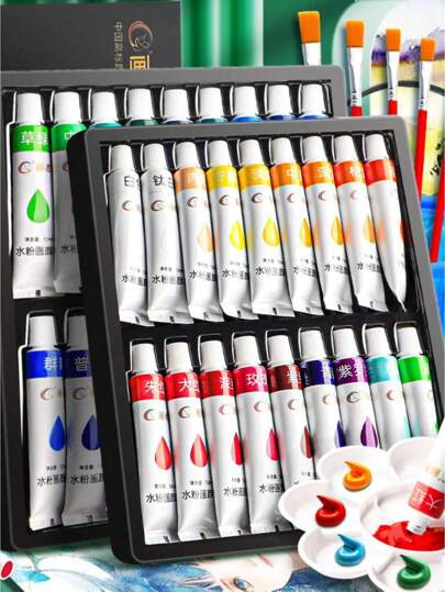36 Colors Acrylic Paint Set - Rich Pigment Non-Fading 12ml Bottles For Canvas, Wood, Fabric Painting - Artists, Beginners, DIY Craft Supplies