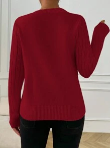 SHEIN LUNE Áo len thêu, rộng rãi, thoải mái, dễ mặc cho nữ - Nhiều màu - Xem 2