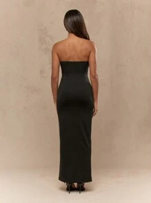 MISSGUIDED Twist Knot Detail Jersey Bandeau Bodycon Maxi Dress - Black - View 2