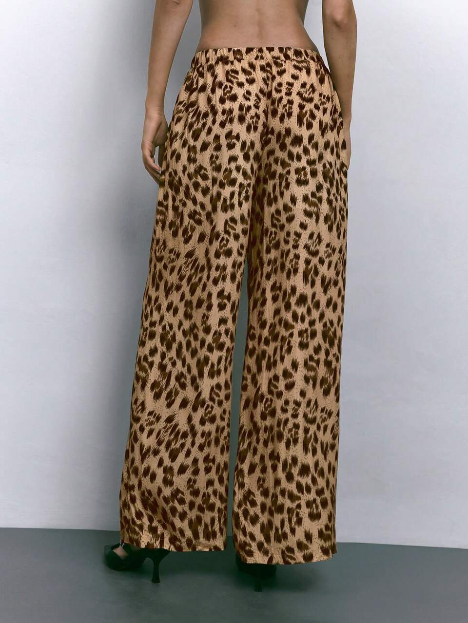 SHEIN Maija Pantaloni lunghi casual e ampi da donna in marrone con stampa leopardata semplice, con tasche, adatti per autunno/inverno