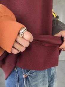 FRIFUL 女士休闲拼色字母印花圆领长袖运动衫秋季