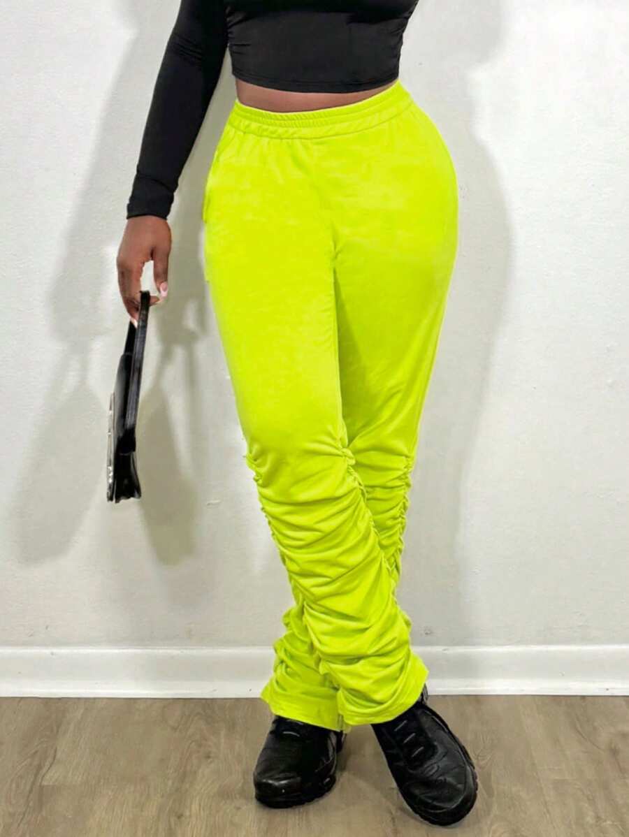 Zolique Women's Autumngreen Jogger Pants With Ruched Hem Fall Cloth For Women - Green - View 1