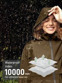 In My Nature 女士纯色前拉链长袖简约休闲连帽户外夹克 - 摩卡棕 - 查看 3