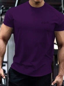 Manfinity Sport Corelite Boyfriend Style Men's Solid Color Round Neck Short Sleeve Sports T-Shirt, Summer