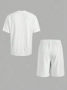 Gym Rark Boyfriend Style Men Letter Print Short Sleeve Shorts Sportswear Set Gym Set Workout Set - White - View 4