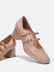 CUCCOO BIZCHIC Tacones altos elegantes y versátiles de unicolor clásico con hebilla, minimalistas, para mujer, nuevos para el Año Nuevo y el Día de San Valentín - Albaricoque - Ver 9