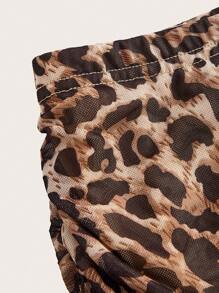 SHEIN EZwear Plus Size Women Leopard Print Skirt, Casual & Holiday - Brown - View 3