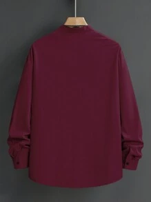 Manfinity Homme Men Casual Commuter Knight Pattern Print Long Sleeve Shirt, Autumn - Burgundy - View 2