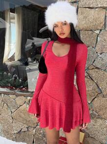 SHEIN EZwear Christmas Party Metallic Lurex Fabric Dress