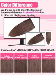 8pcs Clip In Straight Human Hair Extension 2# Extension For Women Daily Use Real Easy To Wear Chocolate Brown Color Hair Extensions - S2 - View 5