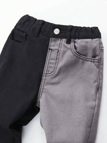 SHEIN Quần Jeans Denim Túi Xéo Phối Màu Cho Bé Trai Thường Ngày Ngoài Trời - Nhiều màu - Xem 4