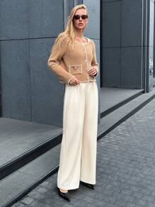 EURMUSE Women Casual Fuzzy Collar Cardigan, Autumn/Winter - Khaki - View 6