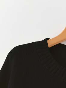 大码休闲花卉图案圆领针织毛衣，秋冬 - 米色 - 查看 5