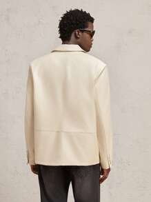 AKNOTIC Party Chaqueta de blazer casual de manga larga con cuello para hombre, para otoño e invierno - Albaricoque - Ver 3