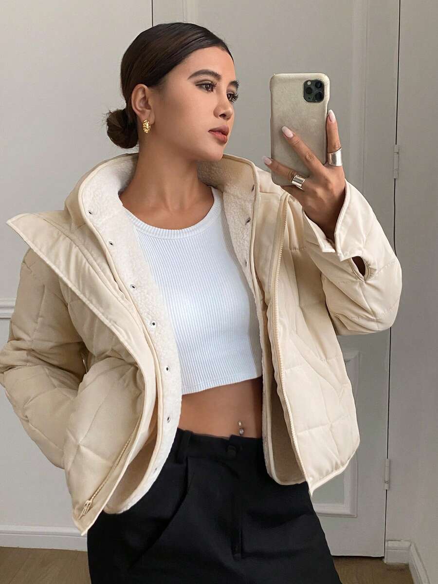 SHEIN Frenchy Women Casual 2 In 1 Padded Padded Coat For Autumn, Warm