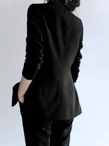 Franclia 女士办公室正式西装套装，两件套，通勤装 - 黑色 - 查看 2