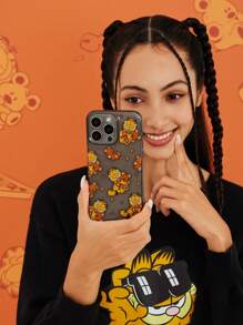 GARFIELD X SHEIN Étui de téléphone transparent gris pailleté de dessin animé