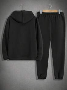 EURMUSE Cotton Men Letter Printed Regular Hoodie Set