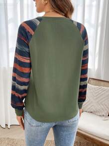 EMERY ROSE Autumn/Winter Women's Contrast Stripe Raglan Sleeve T-Shirt Long Sleeve