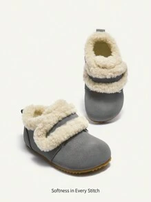 秋冬加厚复古休闲舒适儿童/宝宝平底鞋 - 灰色 - 查看 7