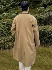 DAZY Men's Casual Plain Front Button Trench Coat For Spring/Autumn - Khaki - View 2