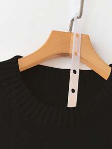 大码休闲花卉图案圆领针织毛衣，秋冬 - 米色 - 查看 3