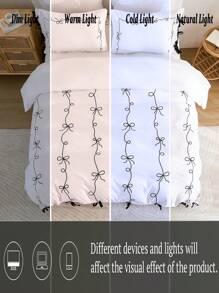 3pcs/Set Wave Bowknot Bedding Set, Suitable For Bedroom In All Seasons - Black and White - View 9