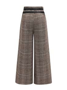 SHEIN Clasi Plus Size Elegant Casual Plaid Wide Leg Pants, For Autumn/Winter Fall Cloth For Women