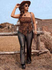 SHEIN VCAY Top tipo tubo estilo bohemio, festivalero y de rave para mujeres de talla grande, para verano, ropa occidental