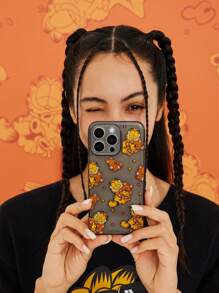 GARFIELD X SHEIN Étui de téléphone transparent gris pailleté de dessin animé