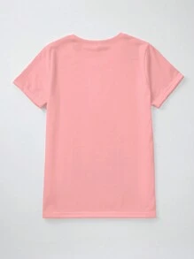 SHEIN Camiseta gráfica de manga corta para mujer con estampado casual de árbol de Navidad con lentejuelas, brillo y eslogan