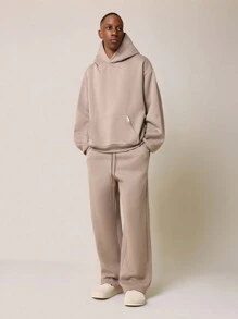 SUMWON Regular Fit Essential Overhead Hoodie And Drop Crotch Sweatpants 2 Piece Set - Grey - View 1