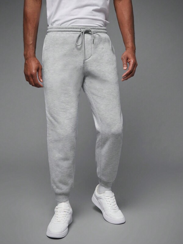 Manfinity ModaGents Pantaloni de trening pentru bărbați, tricotat, ocazional, cu talie elastică, cu șnur, cu picior drept, căptușiți termic, elastici, calduri pentru toamna de zi cu zi, pantaloni simpli de jogging, pantaloni de sport urban gri deschis, pentru cadouri pentru soț, iubit