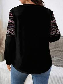 SHEIN LUNE Áo nỉ cổ tròn rộng rãi in họa tiết tối giản cỡ lớn, mùa thu/đông - Nhiều màu - Xem 2