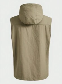 Gym Rark Chaleco con capucha de unicolor para hombre, adecuado para acampar, senderismo - Verde - Ver 2